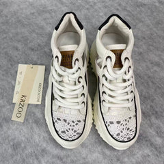 Soft leather hollowed-out platform shoes