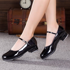 Women's Leatherette Heels Tap With Lace-up Dance Shoes