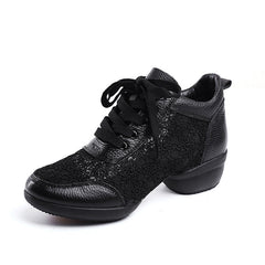 Women's Mesh Lace-up 4cm Heel Dance Sneakers Practice Dance Shoes JazDance