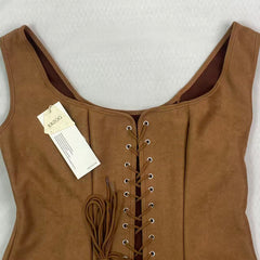Leather suede drawstring jacket