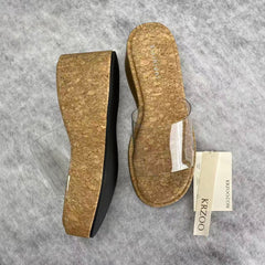 High-heeled wedge transparent flip-flops