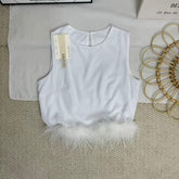 Patchwork Solid Color Crew Neck Top