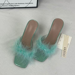Square-toe one-piece slip-on slippers