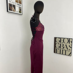Strapless Sequined Satin Dress