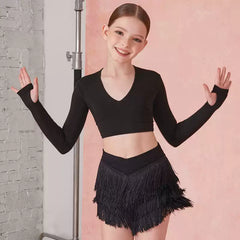 Girls Long-sleeved Dance Practice Tops Dancewear