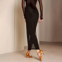 Women's Black Dance Wear Training Performance Mesh Srts