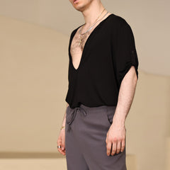 Men's Short Sleeves Latin Dance Tops Dance Wear