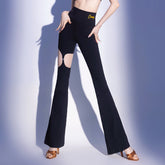 Women's Black High Waist Pants Dance Wear Training Performance Pants