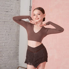 Girls Long-sleeved Dance Practice Tops Dancewear