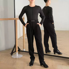 Boy's High-Waisted Dance Pants Latin Dance Practice Clothes