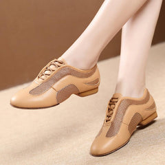 Women's Real Leather Heels Pumps With Lace-up Dance Shoes Teaching & Practice Shoes