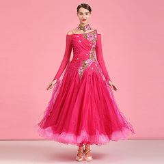 Women's Lace Diamond WaltBallroom Dance Competition Modern Dance Large Swing Dress