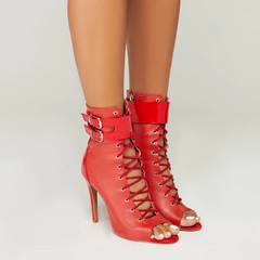 Women's Red Rubber Sole Customized Heels Dance Boots JazSalsa Street Sole Dancing Shoes