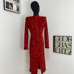 Long-Sleeved Sequined Midi Ddress