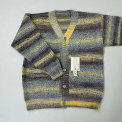 Multi-color striped V-neck pullover knitted sweater