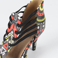 Women's Leatherette Customized Heel Rubber Sole Salsa Shoes Dance Boots Ballroom Dance Shoes