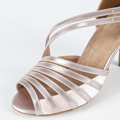 Women's Satin Customized Heel Rubber Sole Salsa Shoes Ballroom Dance Shoes Latin Shoes