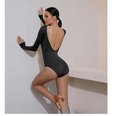 Women's Milk Silk Long Sleeve Bodysuit Practice Dance Wear Practice