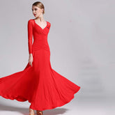 Women's Long Sleeve V-Neck Modern Dance Costume Ballroom Dance Dress