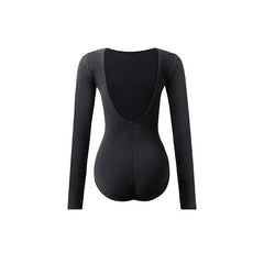 Women's Milk Silk Long Sleeve Bodysuit Practice Dance Wear Practice