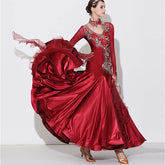 Customisable-Women's Rhinestones Blue Modern WaltDress Ballroom Dance Dress Swing Dress Competition