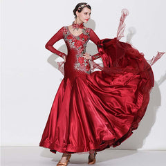 Customisable-Women's Rhinestones Blue Modern WaltDress Ballroom Dance Dress Swing Dress Competition