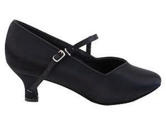 Women's Black Satin Customized Heel Modern Ballroom Dance Shoes