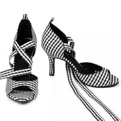 Women's Cloth Customized Heel Latin Shoes Salsa Shoes Ballroom Dance Shoes