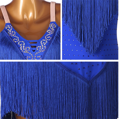Customisable-Women's Spaghetti Straps Tassels Rumba Latin Dance Dresses Performance Dresses