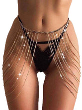 Stylish Bikini Layered Body Chain Rhinestone Mini Skirt