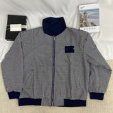 Color-Blocked Plaid Short Jacket