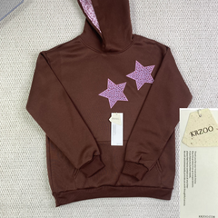 Star print hooded pullover hoodie