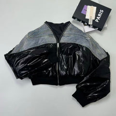 Jeans quilted down puffer jacket