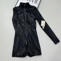 Zipper body-hugging one-piece pants