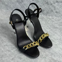 Transparent metal buckle thick heel ultra-high heel