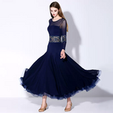 Women's Dark Blue Modern Dance Performance Dress WaltBallroom Dance Dress