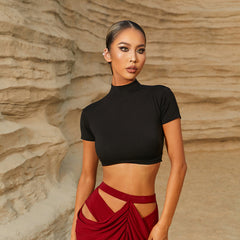 Women's Milk Silk Short Sleeve Latin Dance Tops Dance Wear Training Performance Tops