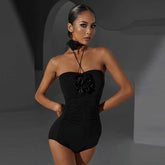 Women's Milk Silk Strapless Latin Dance Bodysuits Dance Wear Training Performance Bodysuits