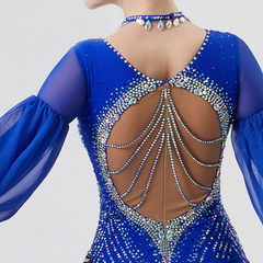 YUN Customisable-Women's Long Sleeve Round Neck DiamonDress For Ballroom Dancing Smooth Dress