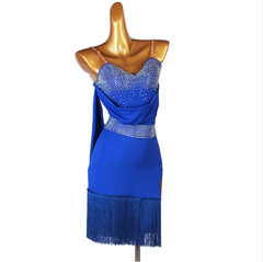 Customisable-Women's Rhinestone Tassel Rumba Latin Dance Dresses Performance Dresses