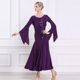 YUN Customisable-Women's Long sleeve DiamonWaltModern Ballroom Dance Dress