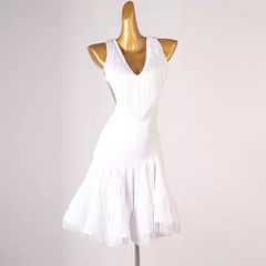 Customisable-Women's V-neck Tassel Backless Dancewear Dance Dress Performance Dress