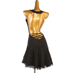 Customisable-Women's V-neck Tassel Backless Dancewear Dance Dress Performance Dress
