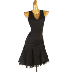 Customisable-Women's V-neck Tassel Backless Dancewear Dance Dress Performance Dress