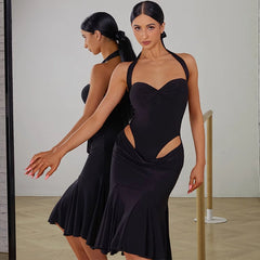 Women's Halter Backless Dance Dress DanceWear Training Performance Dress