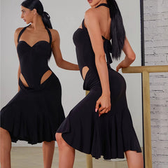 Women's Halter Backless Dance Dress DanceWear Training Performance Dress