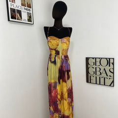 Sling Print Pleated Dress