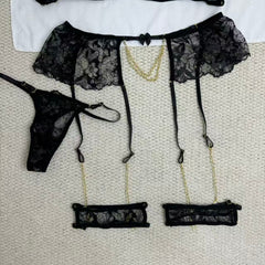 Embroidered lace lingerie set
