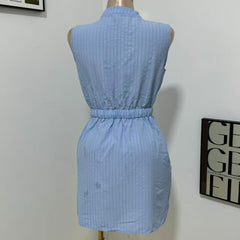 Woven Button-Front Waist-Tie Dress