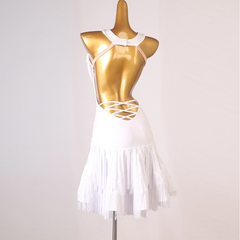 Customisable-Women's V-neck Sleeveless Performance Latin Dance Dress Dance Wear